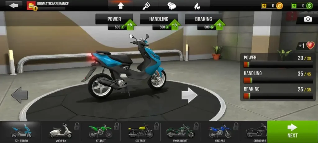 bike customization in traffic rider