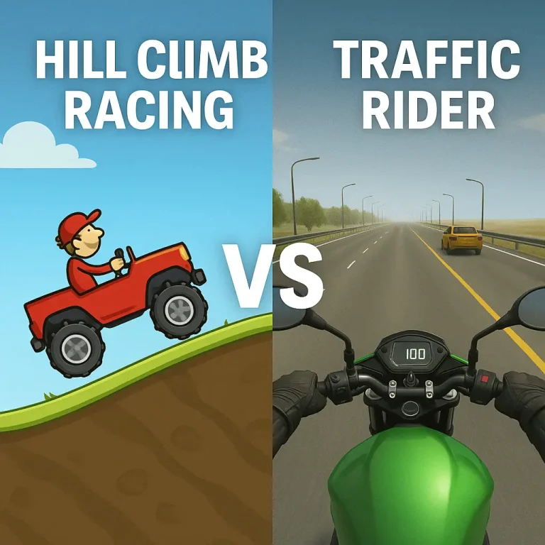 traffic rider vs hill climb racing